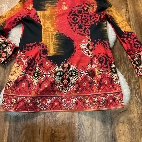 Chicos Jacket Womens 2 Large Printed Statement Blazer Artsy Career Boho Unique - Picture 10 of 12